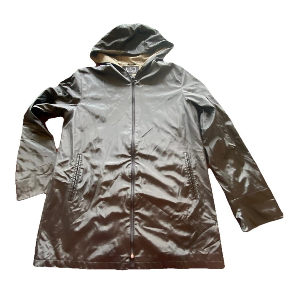 Utex Design Black Hooded Rain Coat Men's Medium